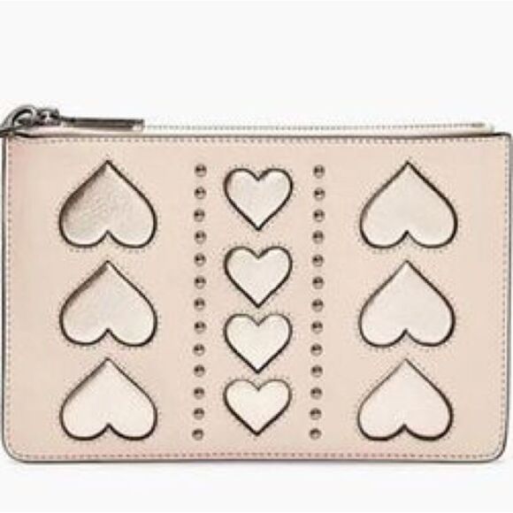 New Rebecca Minkoff St. Tropez Heart Pink Leather Wristlet - Picture 1 of 7